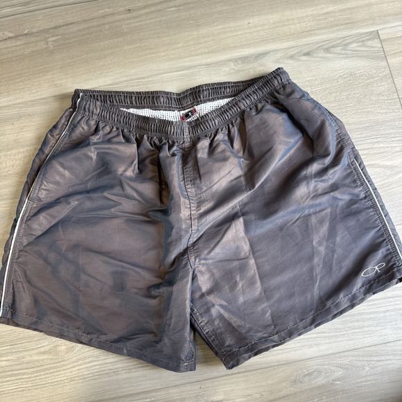VTG Ocean Pacific OP  Swim Trunks Shorts Mens XL Grey Satin Nylon Made USA Y2K‎ - Picture 1 of 14